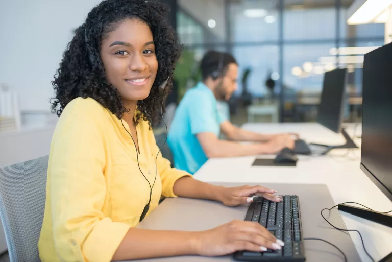 A woman happy with her business proposal