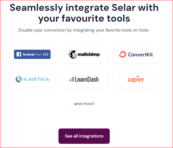 Selar integrations with third parties