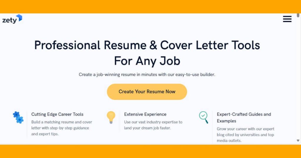 Zety Resume writing tool