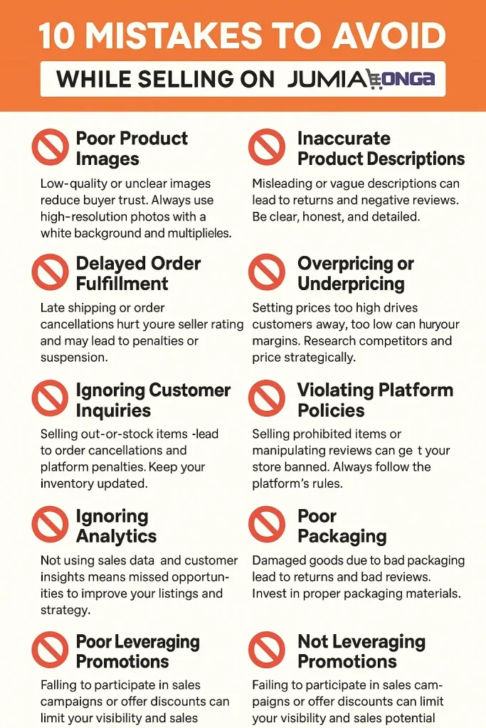 10 common mistakes to avoid when selling on Konga and Jumia