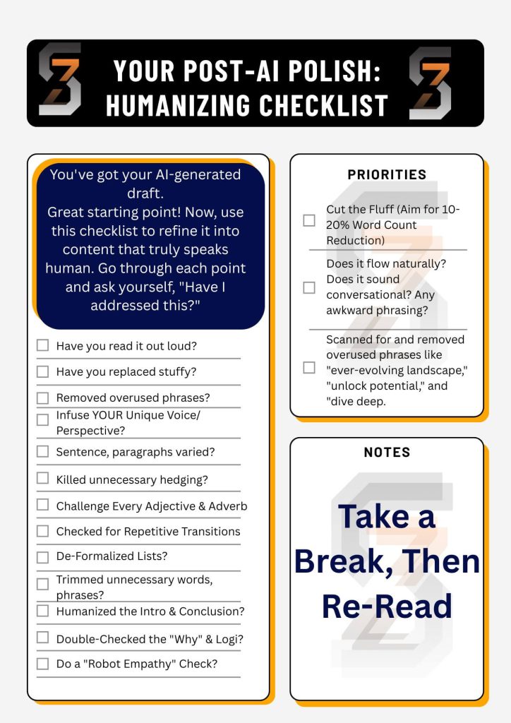 Checklist to make your copy sound like human