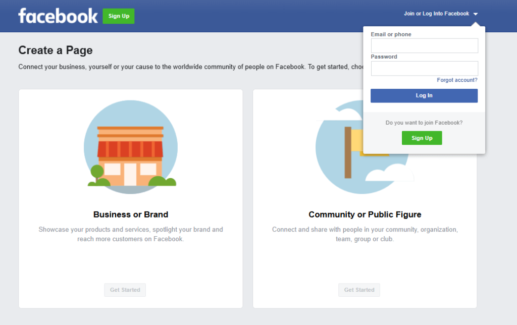 Create a Facebook page before running ad